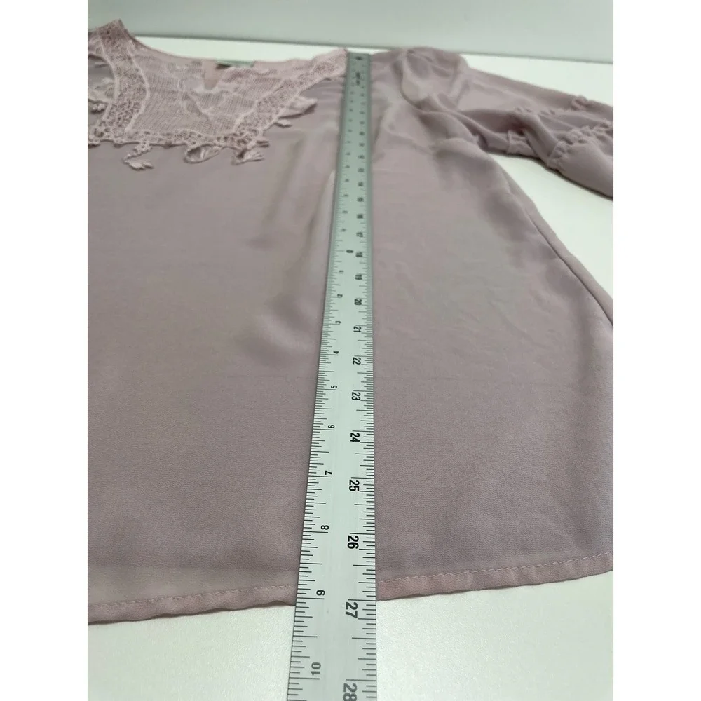 Bedford Fair Mauve Crochet Lace Ruffle Sleeve Blouse Camisole 1X Boho Rose 2 pc